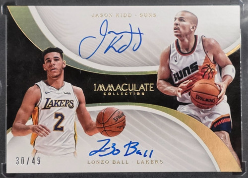 🔥2017-18 Panini Immaculate Dual Auto Lonzo Ball / Jason Kidd # /49 Lakers RC🏀