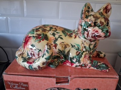 Große Patchwork Katzen Figur - 32 cm lang - Originalkarton - Gleneagles - Top 