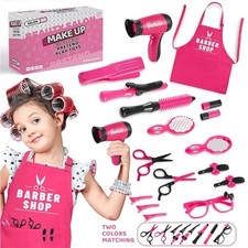 17pcs Girls Beauty Salon Set Pretend Play Hair Cutting Hairdresser Kit