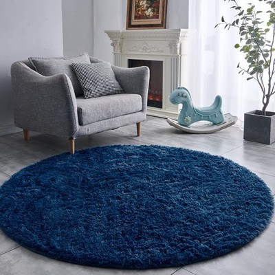 FJZFING Navy Blue Round Rug Ultra-Soft Plush Modern 7x7 Circle