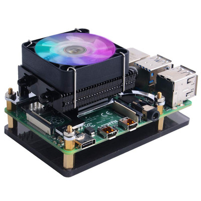 Low-Profile CPU Cooler with RGB PWM Fan & Aluminum Heatsink for Raspberry Pi 4B/