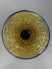 Blenko Glass ~ HANK ADAMS 15"+ BOWL ~ Textured Topaz & Cobalt 1994-95 Only #9427
