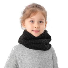 EPEIUS Kids Girls/Boys Winter Knitted Infinity Scarf Children One Size, Black