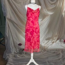 John Meyer Pink Floral Cowl Neck Midi Slip Dress