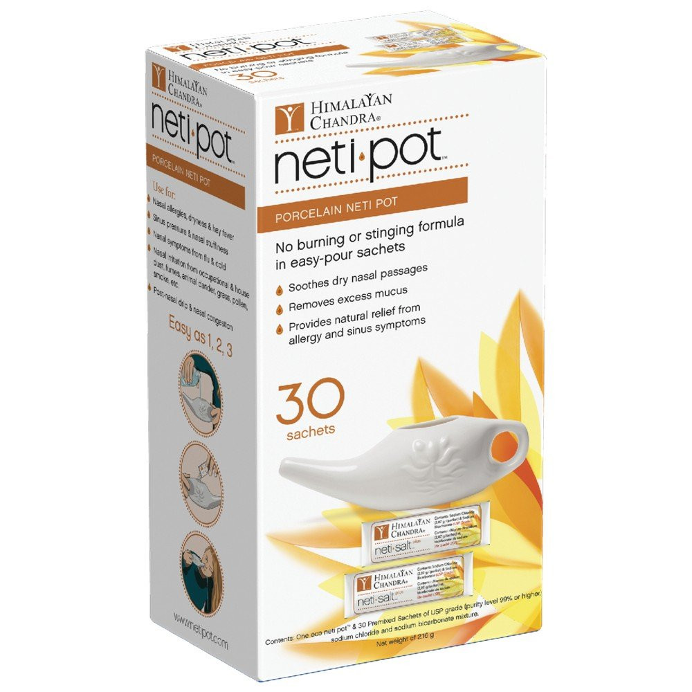 Гималайский фарфоровый горшок для нети Chandra с 30 пакетиками 1 комплект