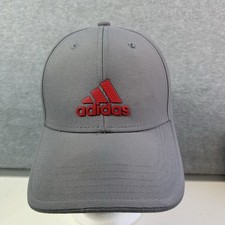 Adidas Gray Cap Hat Red Logo Adjustable Factory C153 Baseball RN 90288