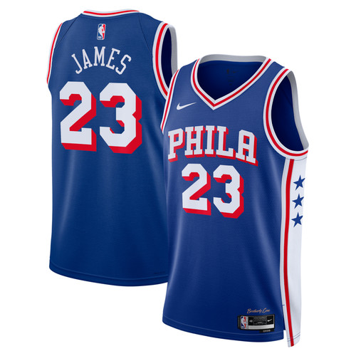 76ERS LEBRON JAMES JERSEY Size Large L 48 Blue jersey swingman IN HAND. Philly