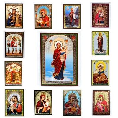 Ikone Gottesmutter geweiht икона Богородица освящена ламинирована 8x6 cm (B, V)