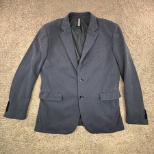 PJ Paul Jones Mens Navy Blue Two-Button Blazer Sport Coat Size Medium FLAW