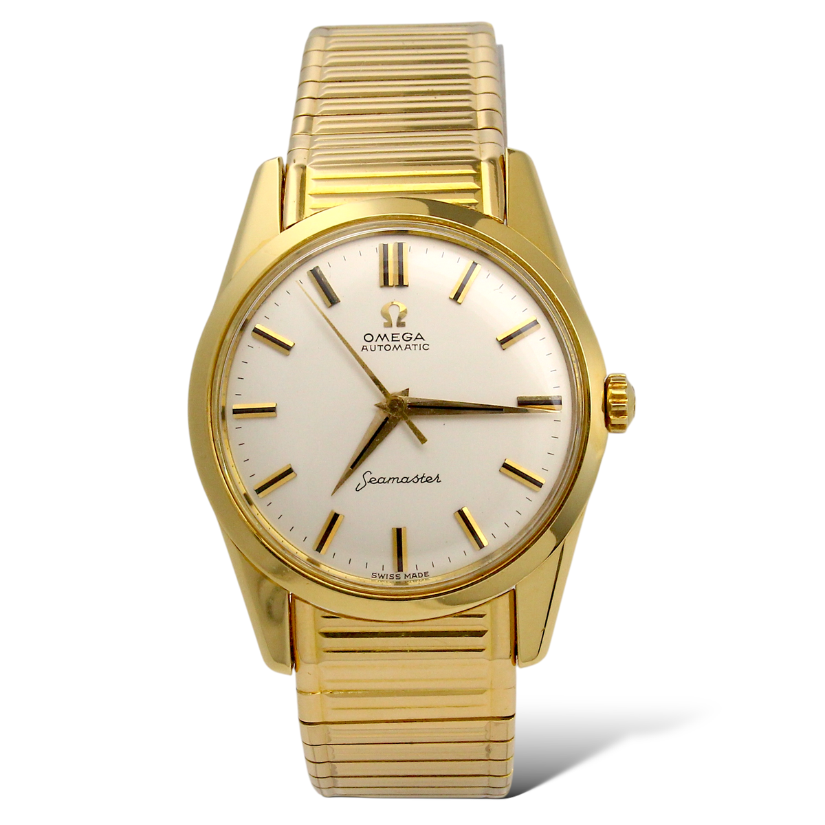 オメガー　シーマスター Omega Seamaster Vintage 33.5mm Automatic 18K Yellow Gold Silver