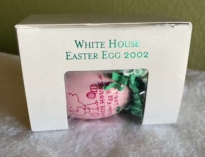 2002 White House Easter Egg Roll Wooden Egg Pink George W & Laura Bush
