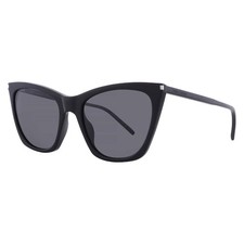 Saint Laurent Grey Cat Eye Ladies Sunglasses SL 214 KATE THIN 001 55