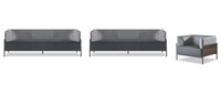 Graue Wartezimmer MöBel LuxuriöSe 2X 3-Sitzer Edler Sessel 3Tlg Garnitur