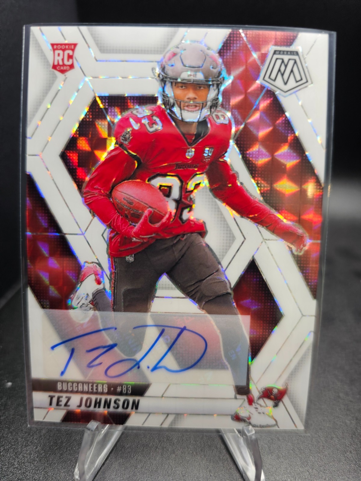 2025 Mosaic Football Tez Johnson RC Rookie Auto Mosaic White /25 #316