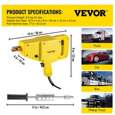 Succebuy Stud Welder Tool Kit 800VA Spot Welder Dent Puller Sets 1600A Handheld 