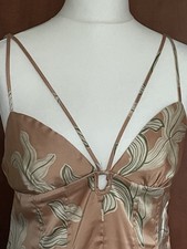 Urban Outfitters Dress Size Large Slip Satin Corset Back Peach Floral Summer