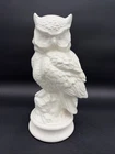 Vintage White Milk Glass Owl Figurine Red Felt Bottom Mid Home Decor