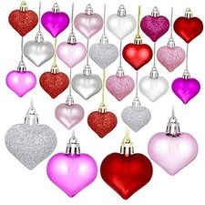 48 Pieces Valentine's Day Heart Baubles Ornaments Valentine's Day Heart Shaped