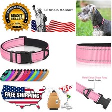 Reflective Dog Collar for Large Dogs - Soft Neoprene Padded  Adjustable, Pink