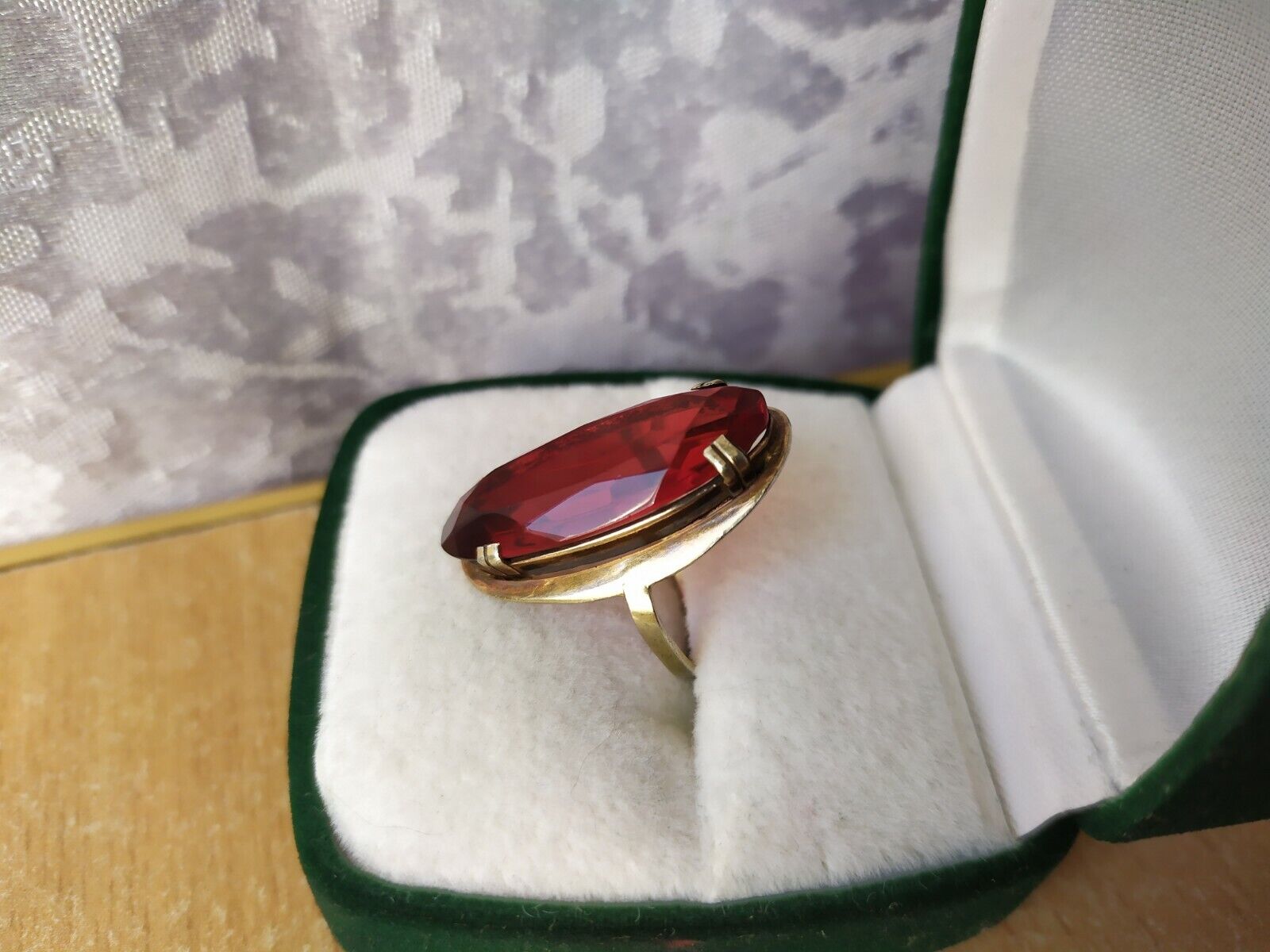 Vintage Elegant red stone ring SILVER Soviet USSR… - image 6
