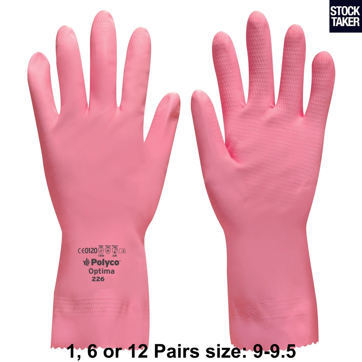Polyco Gauntlet Latex Gloves Size Large Pink Rubber Washing Up  Household