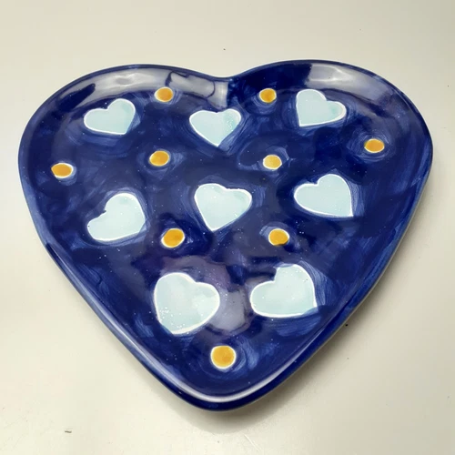 Mesa International 8" Heart Shaped Handcrafted In Hungary Plate Wall Decor. Blue