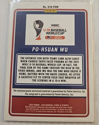 marco wu様 購入ページ 2023 Panini Stars & Stripes - Po-Hsuan Wu - Chinese Taipei