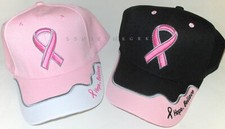 Womens Breast Cancer Awareness Pink Ribbon Hope Believe Adjustable Cap Hat BOXED