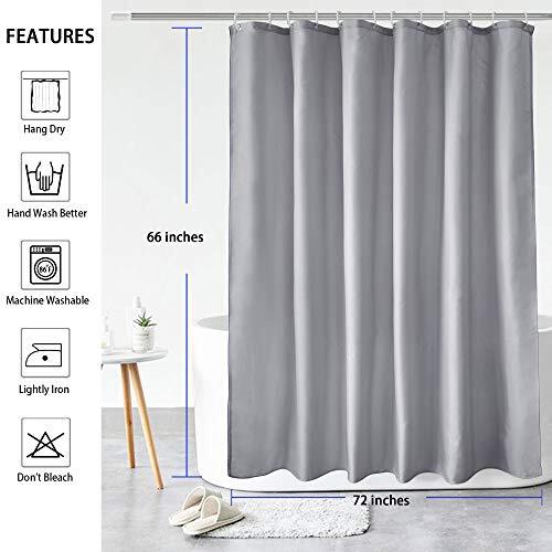 AooHome 72x66 Inch Short Shower Curtain Liner - Waterproof Fabric With Weighted Hem