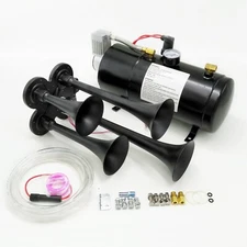4-Trumpet Train Air Horn 150dB+ Air System Kit 150 psi For Truck Car Metal 12V