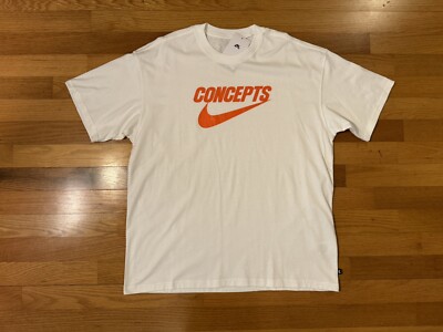 New L Nike SB Concepts Orange Lobster White Loose Fit Shirt DR0642-100 Men