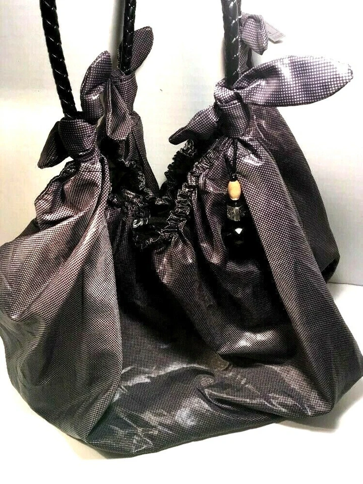 Bolso de Mano Emma Rose XL Negro/Gris/Púrpura Polkadot Ligero Plegable Tela Foto 4 de 4