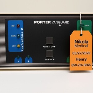 Porter Vanguard A Medical Gas Flow Control Panel For Nitrous Oxide & Oxygen