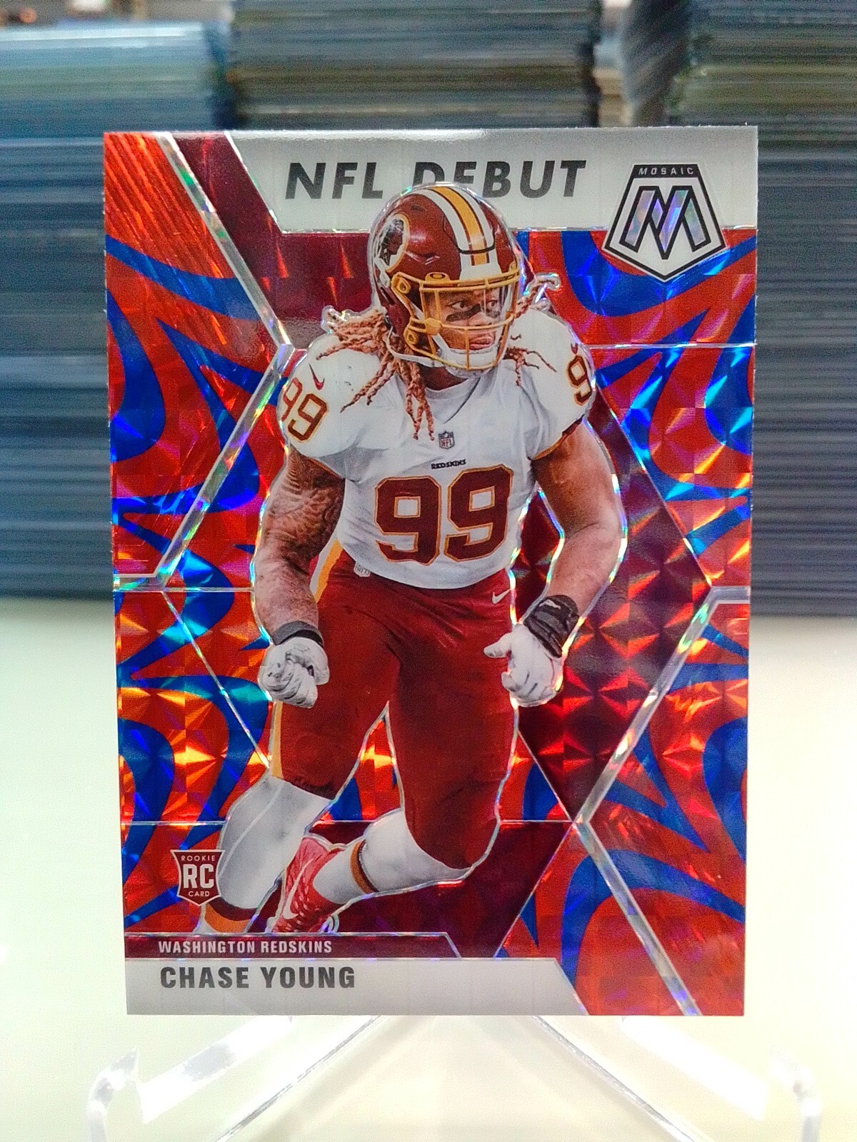 2020 Panini Mosaic Chase Young NFL Debut #272 Reactive Blue Prizm RC
