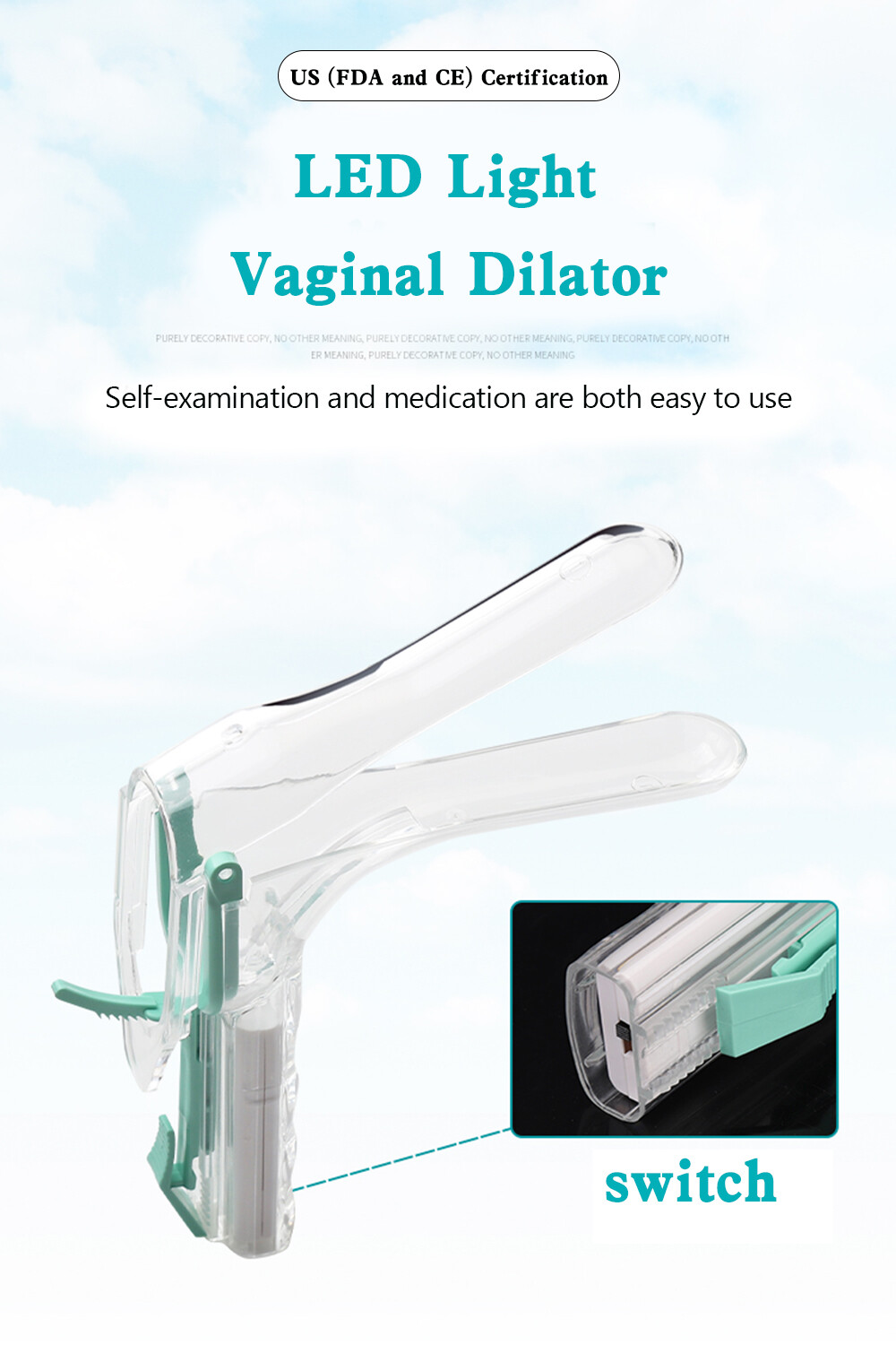 LED Female Privates Vaginal Speculum Illuminated Vaginal Expander With