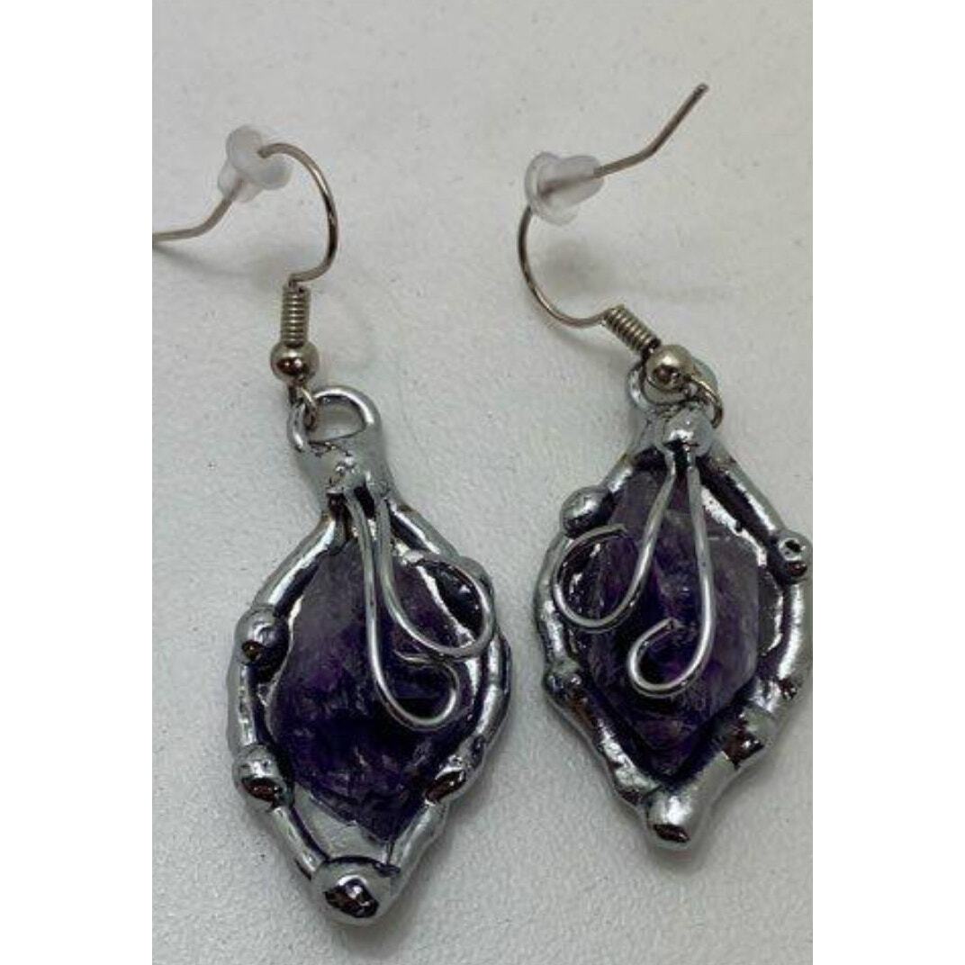 Silver Tone Artisan Amethyst Statement Collar Nec… - image 8