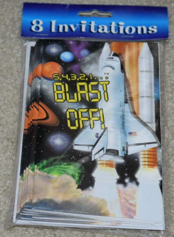 Space shuttle, Blast Off!  party invitations (set of 8) - NEW unopened