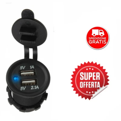 APP-LIFE caricabatterie 12V/24 presa accendisigari doppia porta USB auto furgone moto BIA