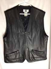 City Streets Black Motorcycle Biker 100% Genuine Leather Vest Mens M Vintage 90s