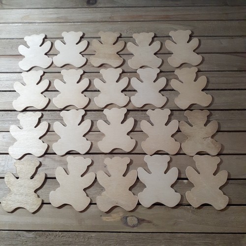 Crafting Wood Teddy Bear pieces to paint 20 pieces Unfinished 2.5" for Ornaments