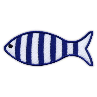 Gestreifter FISCH - im maritimen Stil Patch/Abzeichen bestickt