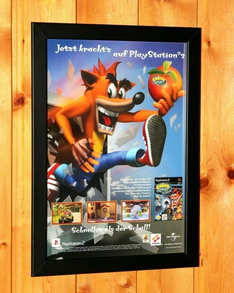 2001 Crash Bandicoot PS1 Rare Vintage Promo Poster / Ad Print Art