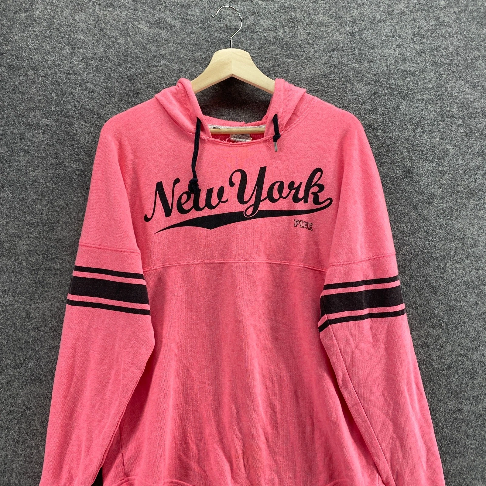 victoria-secret-vs striped hooded long sleeve pullover hoodie