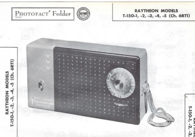 1956 RAYTHEON T-150-1 Portable Transistor RADIO Photofact MANUAL 2 3 4 5 6RT1