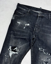 Jeans Noir Homme DSQUARED2 Twins Taille 52 (46 FR) - Excellent état, Coupe Classique Droit