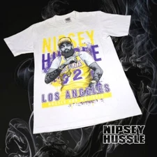 Nipsey Hussle Unisex Lakers Heavyweight Tee White Purple & Gold M TINY FLAWS