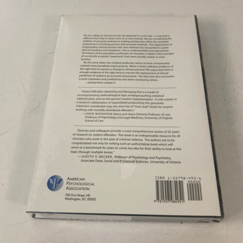 Violent Offenders Appraising and Managing Risk by Grant T Harris 1998 Hardcover - Foto 2 di 10