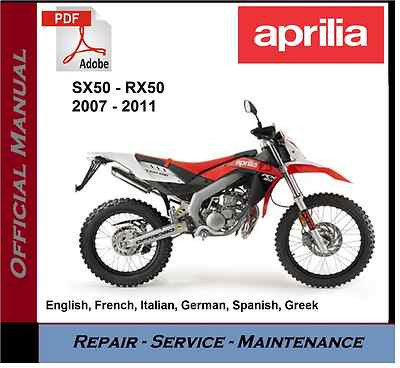 Aprilia RX50 SX50 2007 2008 2009 2010 2011 Workshop Service