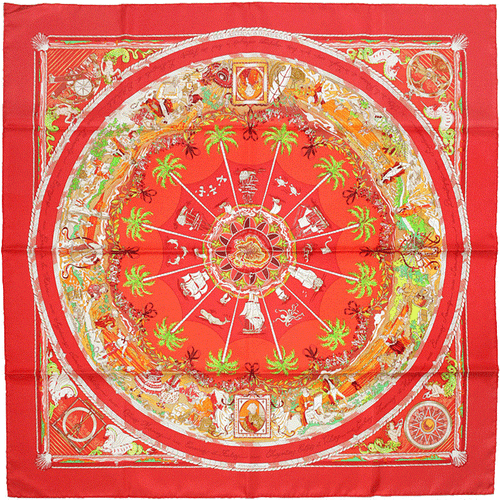 Sciarpa Hermes PER ASTRA AD ASTRA foulard di seta Carre rosso SANDRA LAROCHE 90 cm - Foto 1 di 7