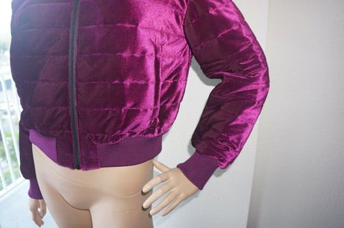 $595+NEW Tibi Quilted Burgundy Velvet Bomber Jacket Sz S - Picture 9 of 12